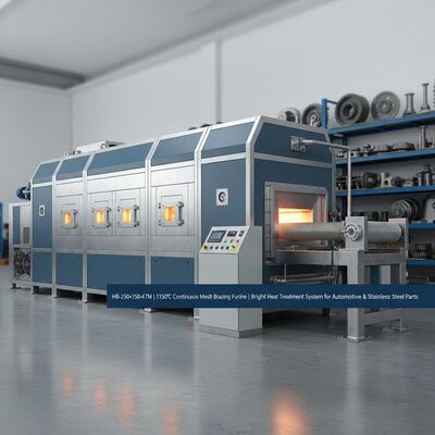 Beli HB-250×150-4.7M Continuous Mesh Belt Brazing Furnace dengan suhu maksimum 1150°C dan kontrol presisi 4 zona untuk perawatan panas terang pembuatan online